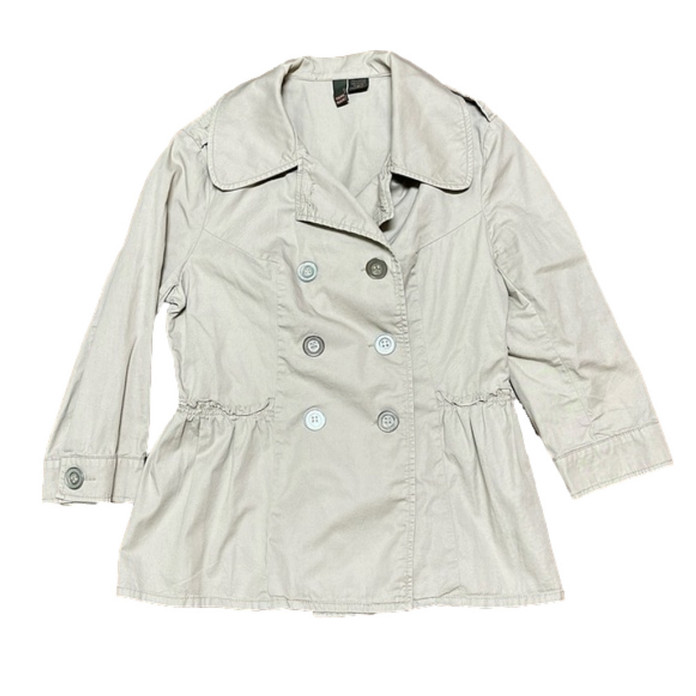 Serenade Women’s Khaki Light Tan Jacket with Metal Buttons 100% Cotton Size S
